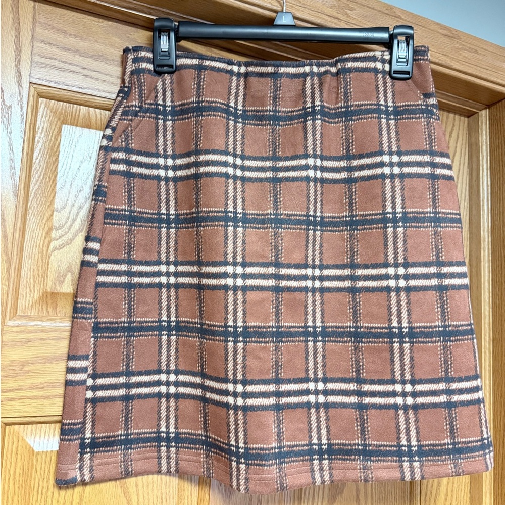 Dry Goods Plaid Brown Skirt
